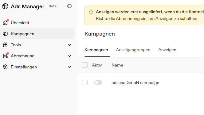 Anzeigen schalten in ChatGPT